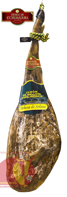 Iberian Ham 100% Pure,  ≈ 8,5-9 kg/20 lb, Acorn-Fed Dehesa de Solana, Dehesa de Extremadura D.O., 40+ months